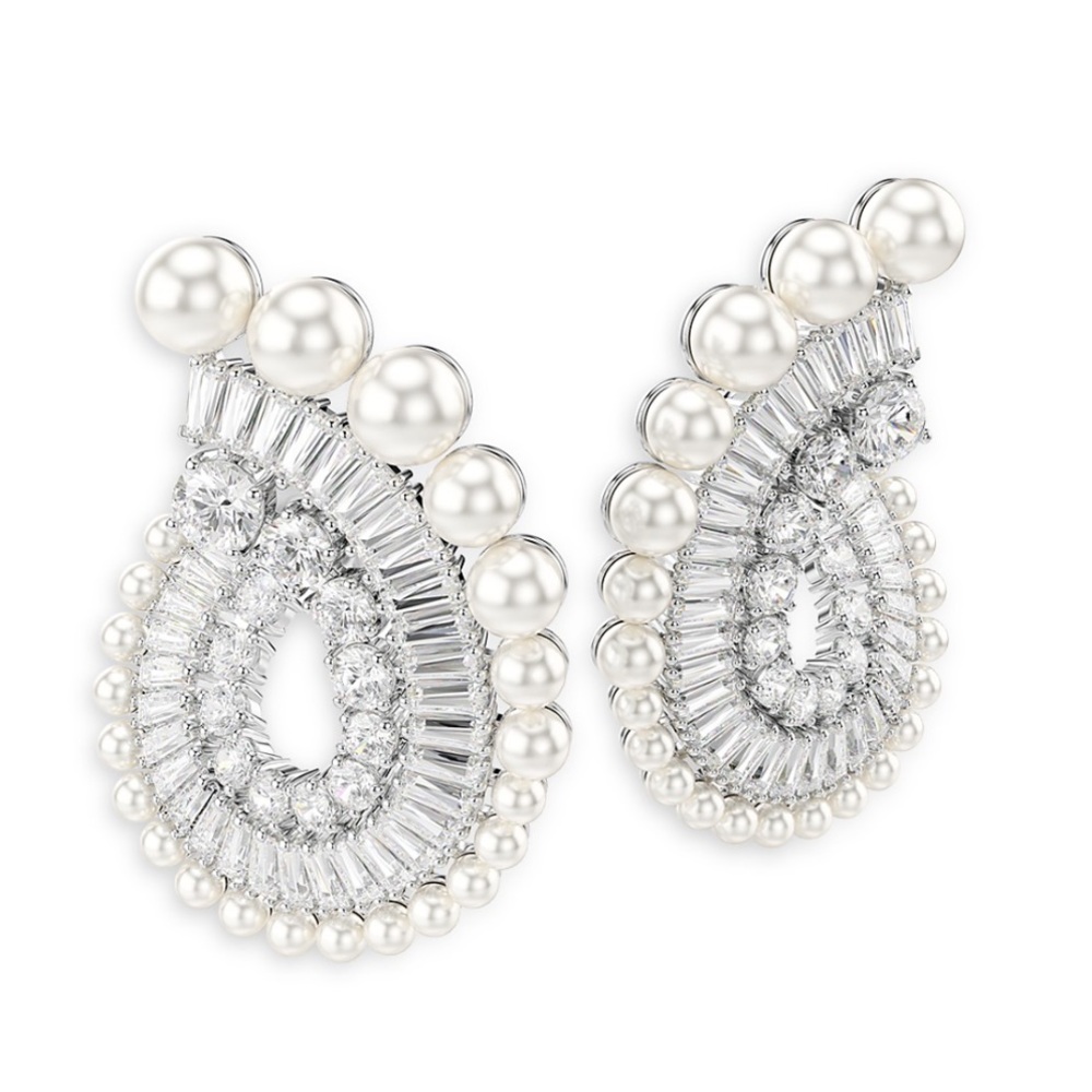 Swarovski Ariana Grande Imitation Pearl and Crystal Spiral Earrings